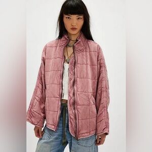 Free People Dolman Dusty Rose Quilted Puffer Jacket - Large